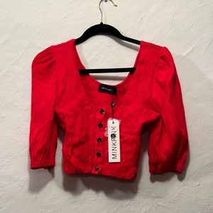 Minkpink red crop blouse